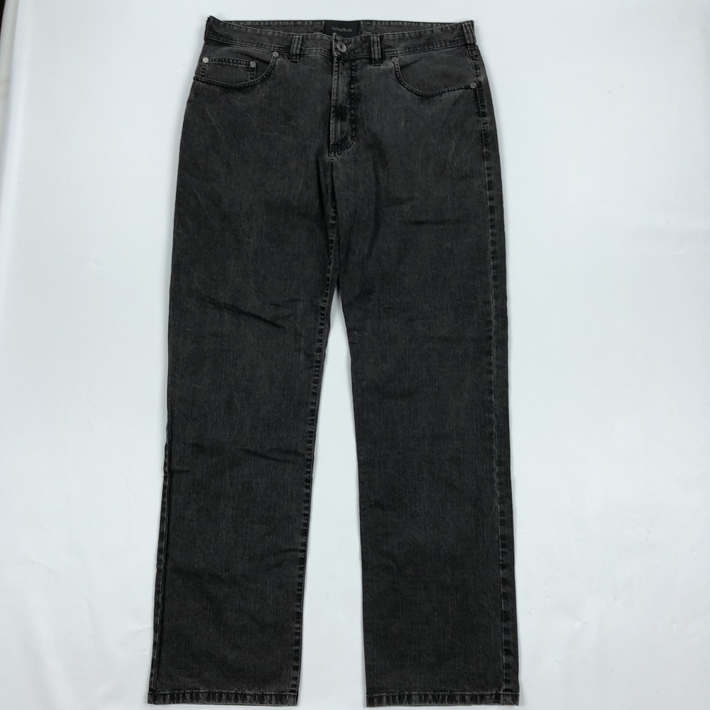 GARDEUR Men's Black Denim Straight Jeans Size 36x32 Mid-Rise Dark Wash Stretch